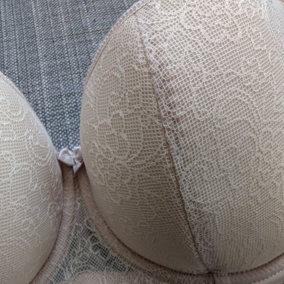 Rosme Women's Balconette Bra 32G with Push Up Effect Sexy Lace Demi Half Cup - Picture 2 of 3